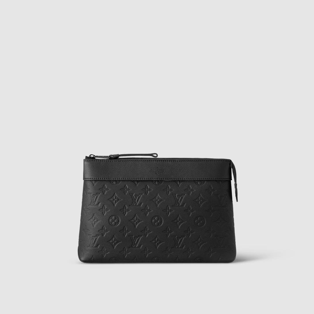 Túi Louis Vuitton Pochette Voyage Monogram Shadow Leather Nam Đen